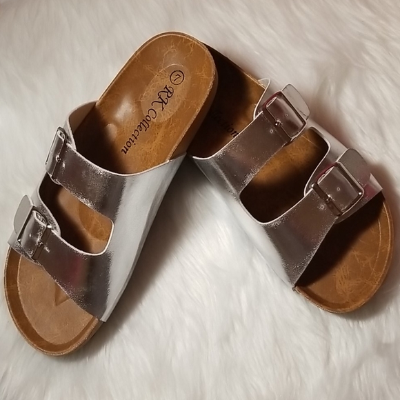 Birk Style Silver Sandals. - Picture 2 of 4